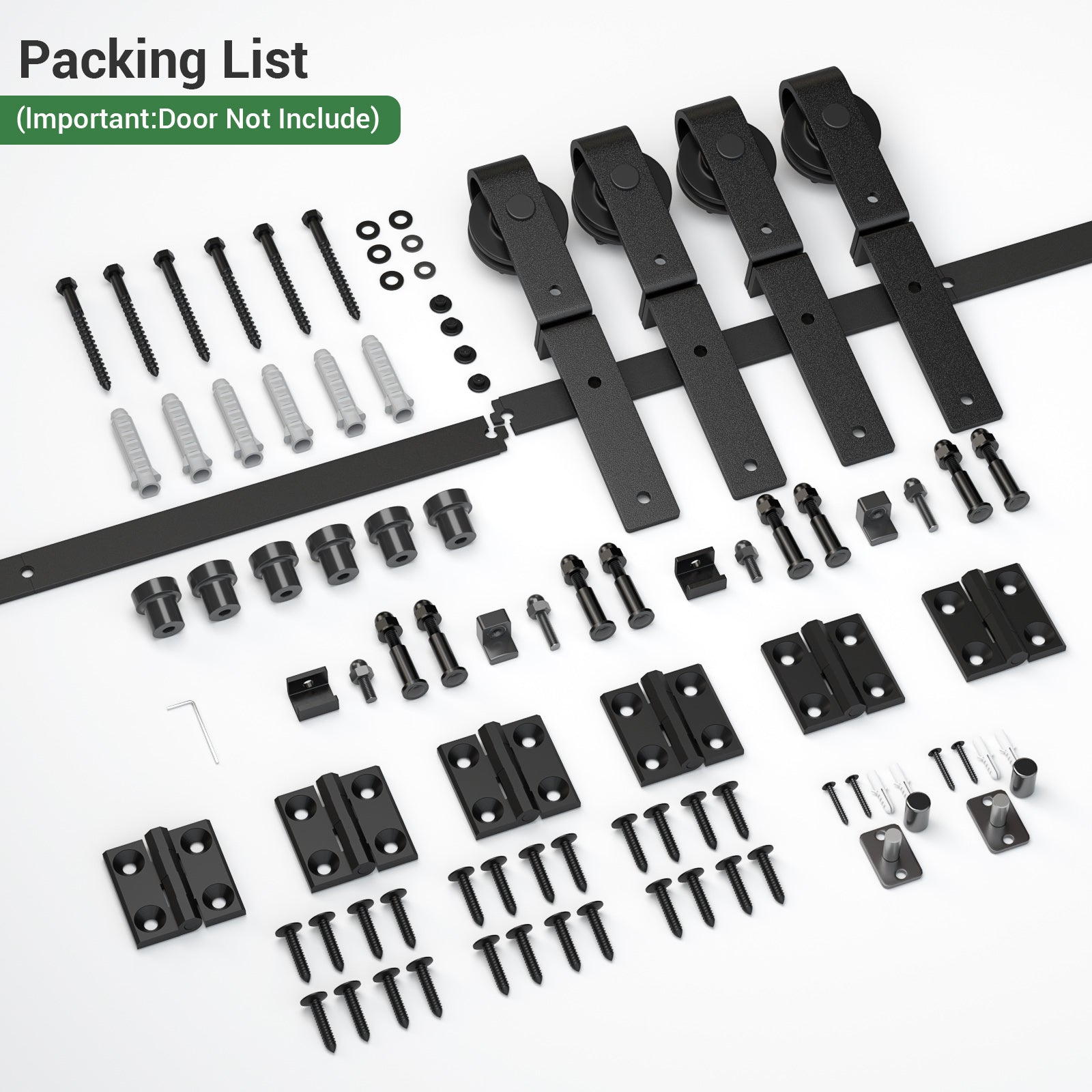 WINOVERCO Bifold Sliding Barn Door Hardware Track Kit,Side Mounted Black J Shape Roller,Smoothly and Quietly,Assembly Easy for 4 Doors(Door Not Included)