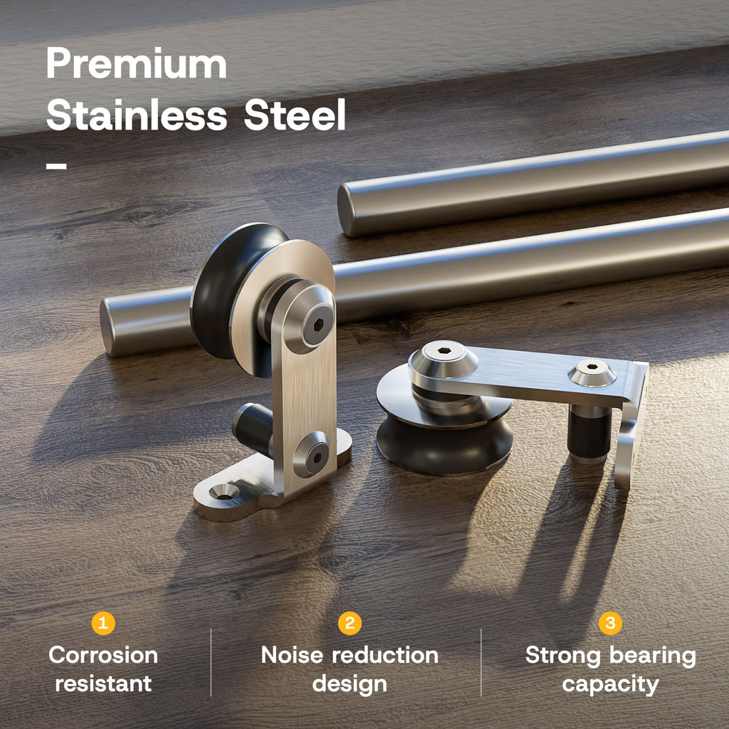 WINOVERCO Stainless Steel Barn Door Hardware Kit