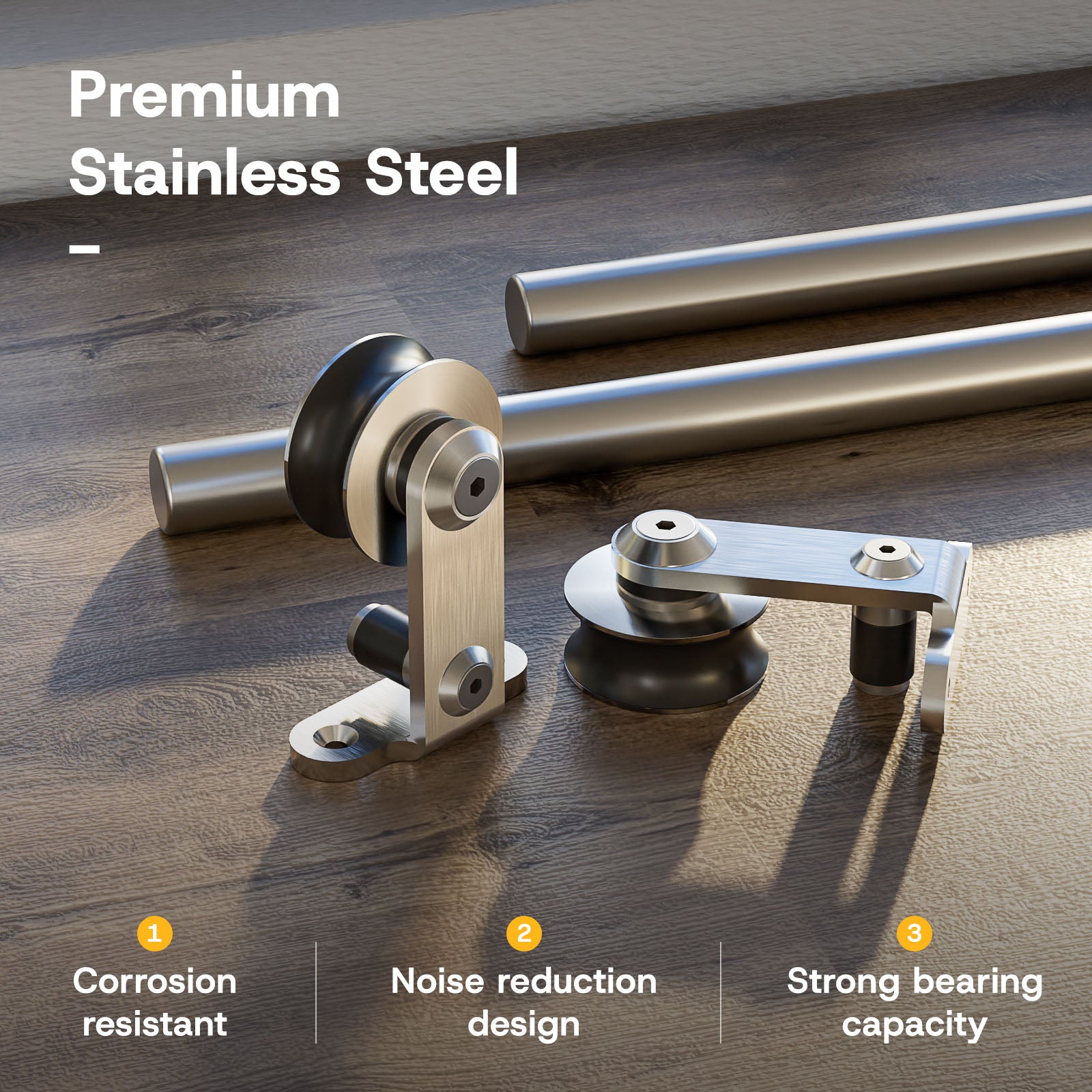 WINOVERCO Stainless Steel Barn Door Hardware Kit
