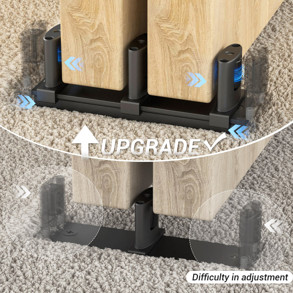 Sliding Closet Door Floor Guide with Riser Plate, Adjustable Bypass Door Guide, Upgraded 3-Roller Design – Black, 1 Pack