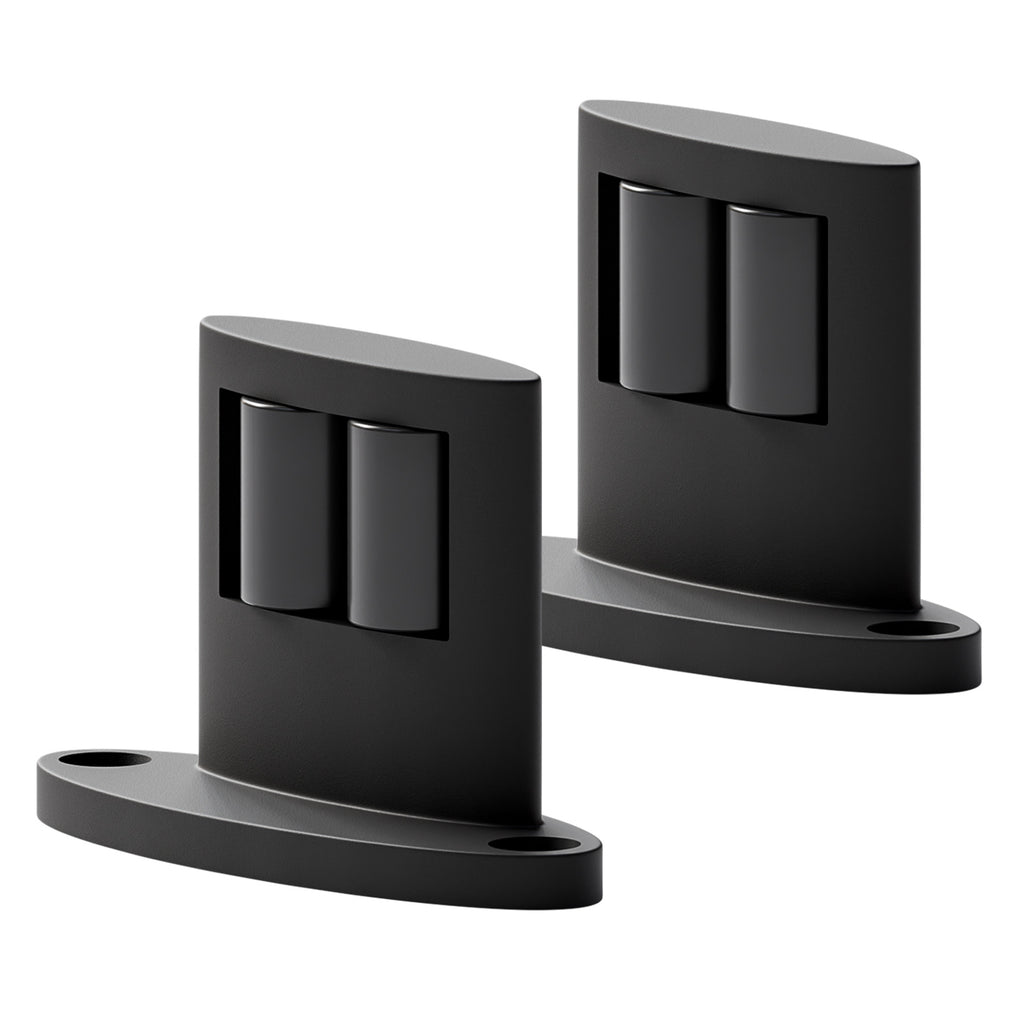 WINOVERCO 2Pack Sliding Barn Door Bottom Floor Guide,Double-Sided Roller Design,Smoothly and Quietly, Aluminum Alloy,Floor Mounted, Black