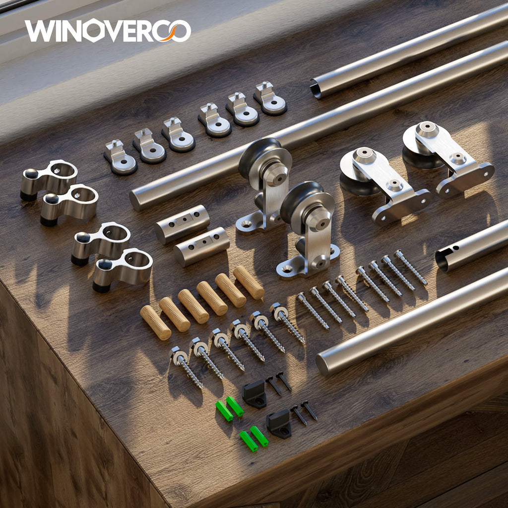 WINOVERCO Stainless Steel Barn Door Hardware Kit