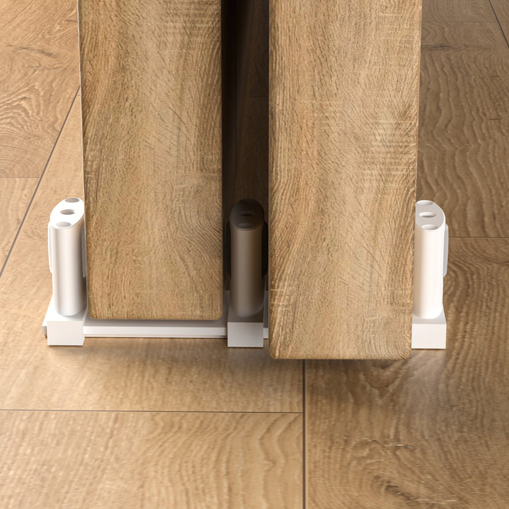 WINOVERCO Sliding Closet Door Floor Guide,Adjustable Bypass Door Guide for Floor,Update 3-Roller Design,White