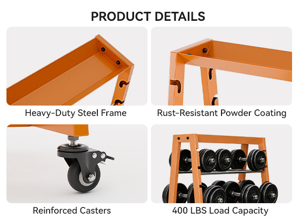 Wire Spool Rack with Tool Box, Heavy Duty 8-Rod Adjustable Cable Dispenser with Locking Wheels, 400LB Capacity Wire Holder Organizer for Electrical, Industrial and Retail Use