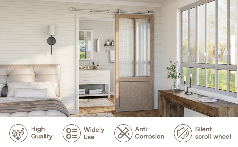 WINOVERCO Stainless Steel Barn Door Hardware Kit