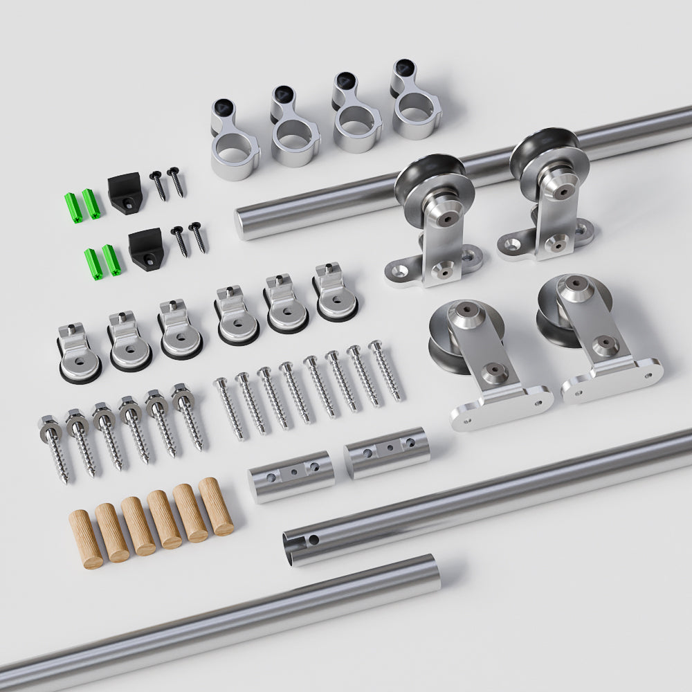 WINOVERCO Stainless Steel Barn Door Hardware Kit