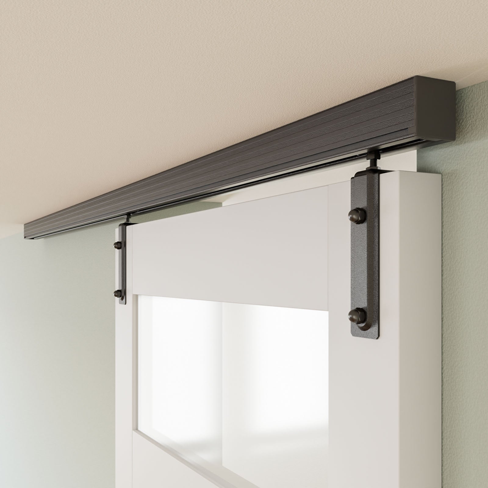 5FT/60'' Ceiling Mount Box Rail Barn Door Hardware Kit,Heavy Duty Aluminium Alloy Sliding Barn Door Track for Indoor/Outdoor,Max 330LBS Load for 1"-1.81" Thick Single Door (No Door)