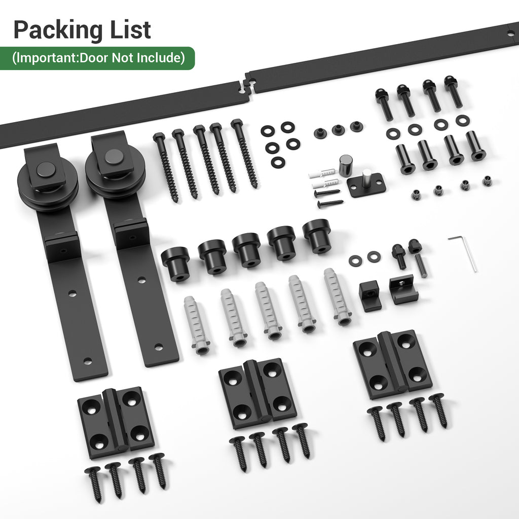 WINOVERCO Bifold Sliding Barn Door Hardware Track Kit,Side Mounted Black J Shape Roller,Smoothly and Quietly,Assembly Easy(Door Not Included)