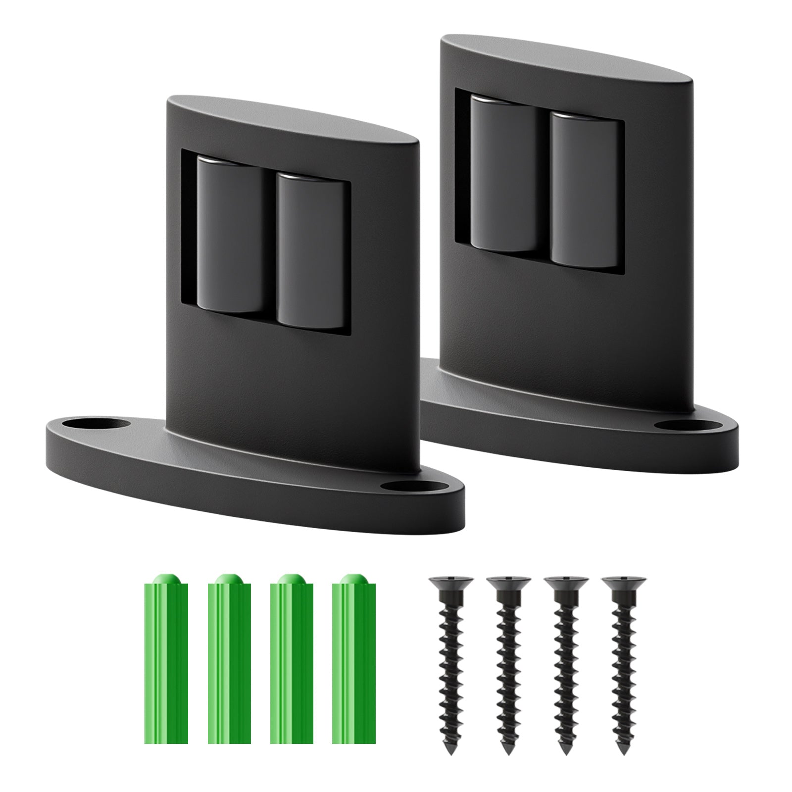 WINOVERCO 2Pack Sliding Barn Door Bottom Floor Guide,Double-Sided Roller Design,Smoothly and Quietly, Aluminum Alloy,Floor Mounted, Black
